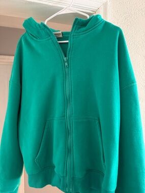 Comfrt Brand Zip-Up Hooded Sweatshirt in Teal